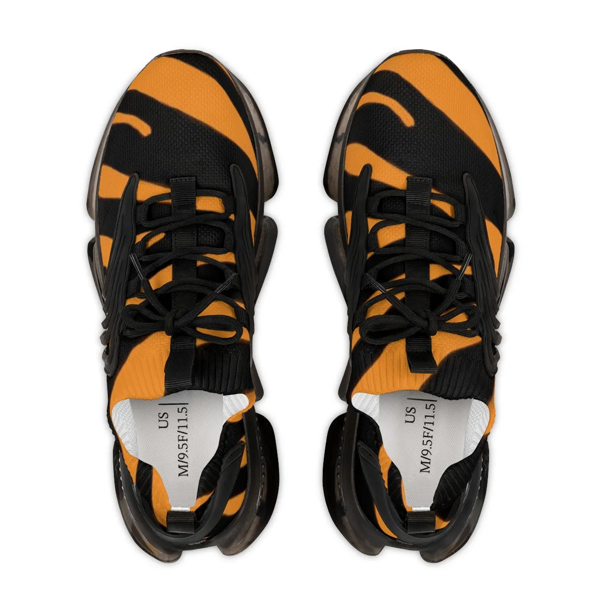 Orange Zebra Print Men's Shoes, Best Zebra Stripes Animal Print Comfy Men's Mesh Sports Sneakers