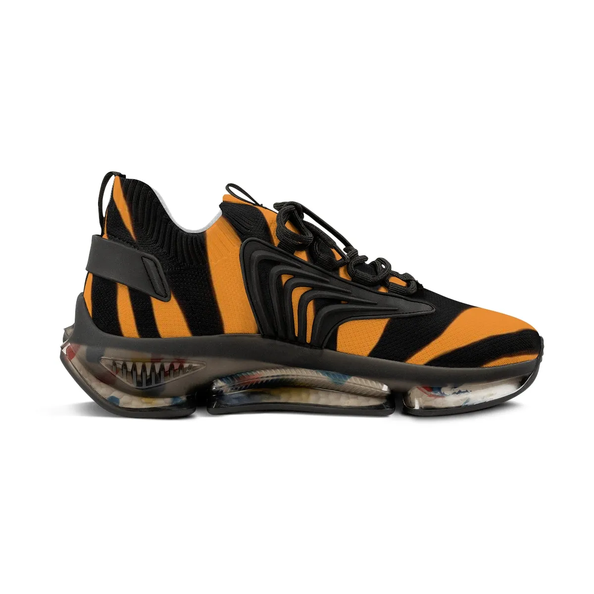 Orange Zebra Print Men's Shoes, Best Zebra Stripes Animal Print Comfy Men's Mesh Sports Sneakers