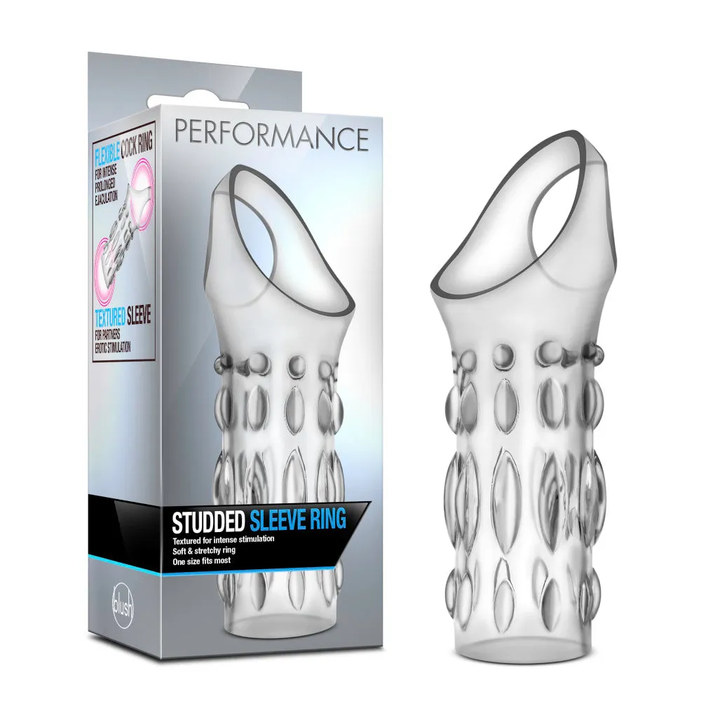 Performance By Blush® | Clear Stretchy Studded Penis Sleeve Ring