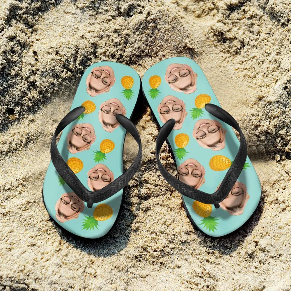 Personalized Custom Face Photo Pineapple Flip Flops