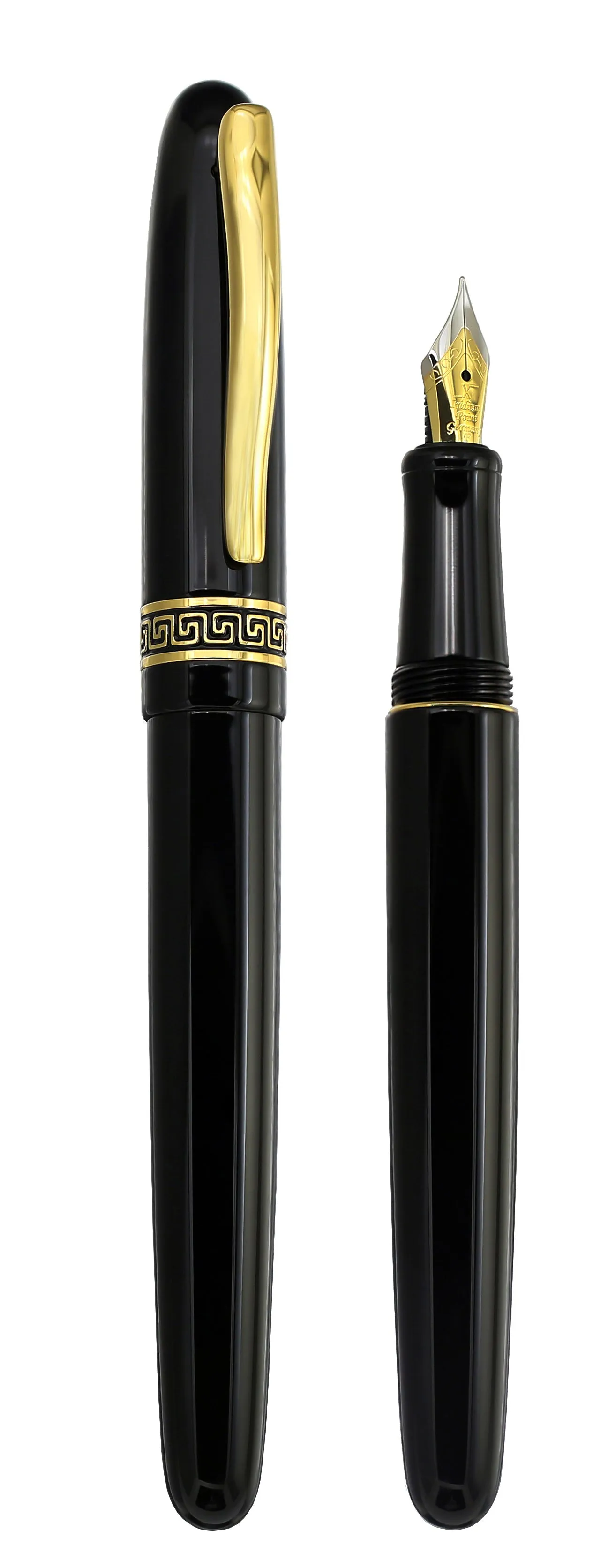 Phantom Hand-Enameled Brass Fountain Pen (Fine Nib) - Classic Black