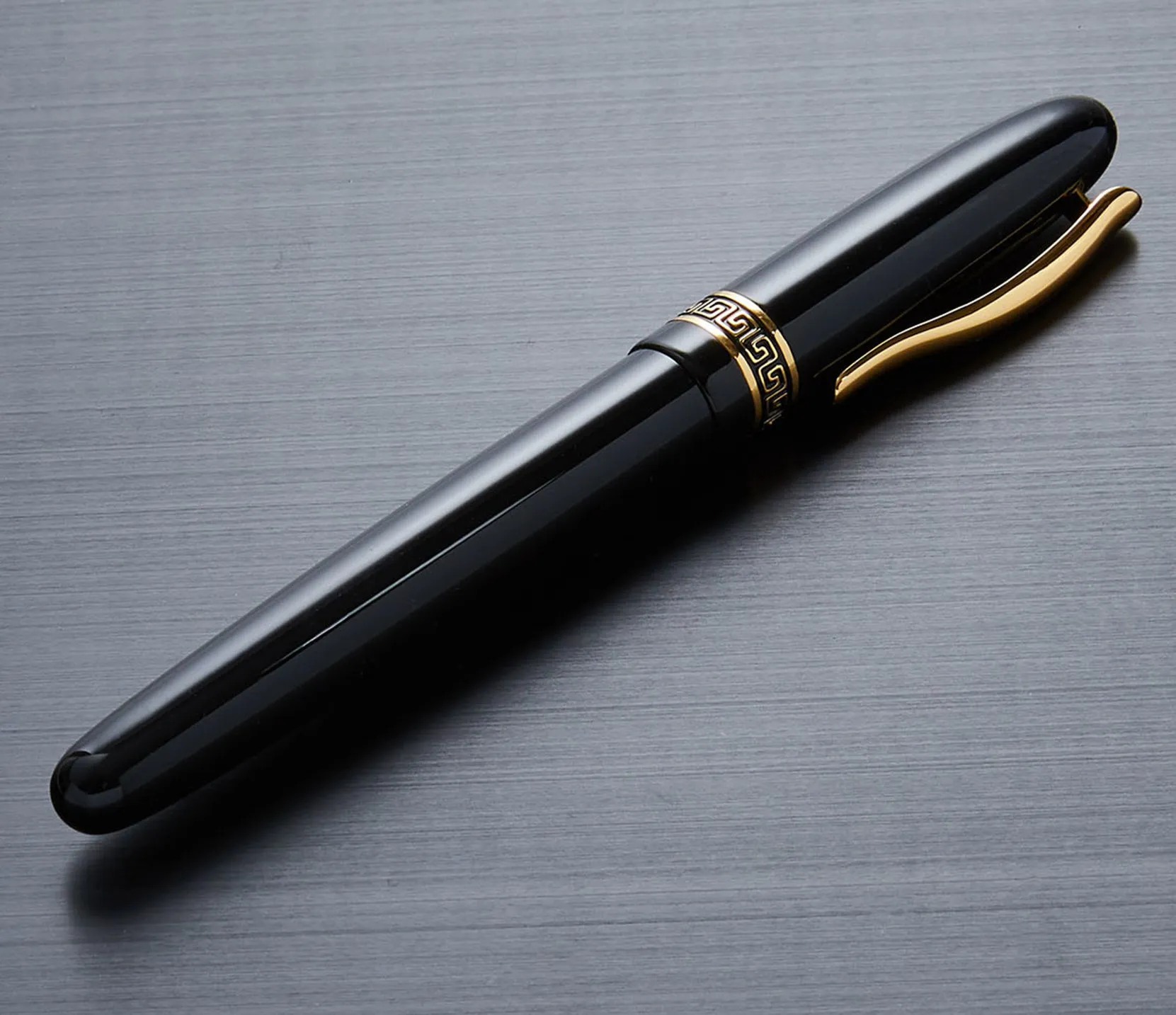 Phantom Hand-Enameled Brass Fountain Pen (Fine Nib) - Classic Black