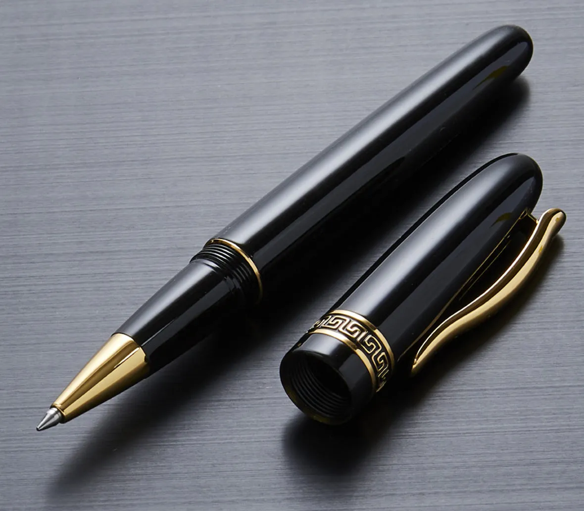 Phantom Hand-Enameled Brass Rollerball Pen - Classic Black