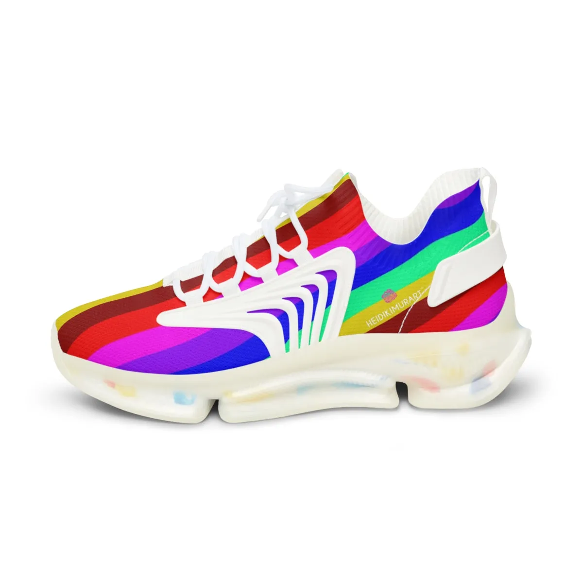 Rainbow Striped Print Men's Shoes, Best Comfy Men's Mesh Sports Sneakers Shoes (US Size: 5-12)