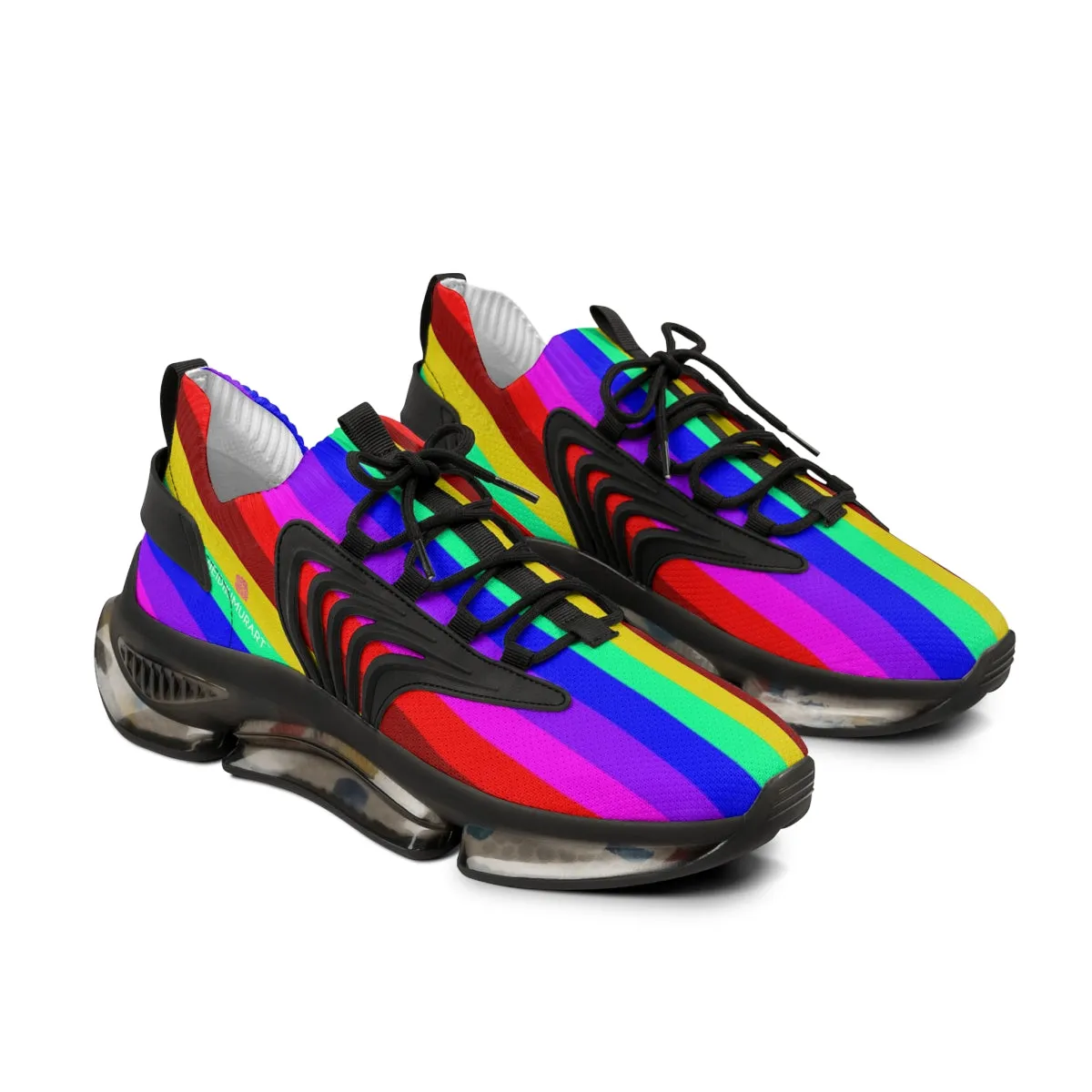 Rainbow Striped Print Men's Shoes, Best Comfy Men's Mesh Sports Sneakers Shoes (US Size: 5-12)