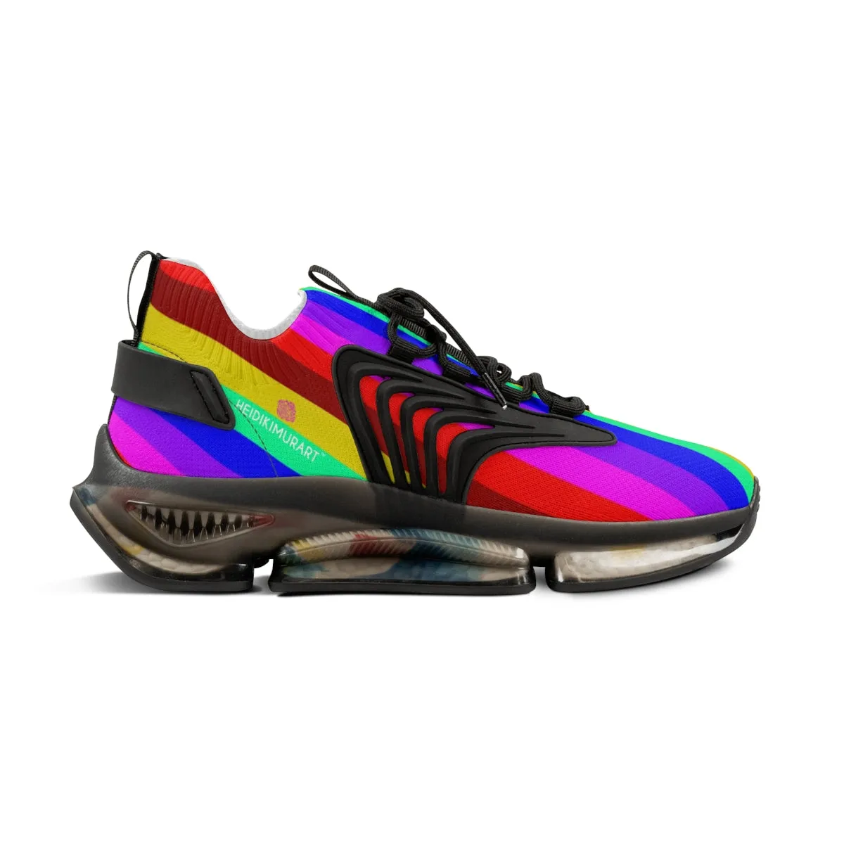 Rainbow Striped Print Men's Shoes, Best Comfy Men's Mesh Sports Sneakers Shoes (US Size: 5-12)