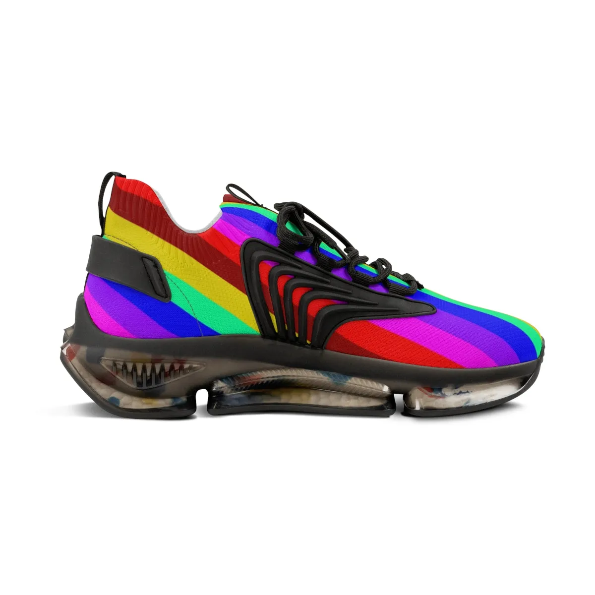 Rainbow Striped Print Men's Shoes, Best Comfy Men's Mesh Sports Sneakers Shoes (US Size: 5-12)