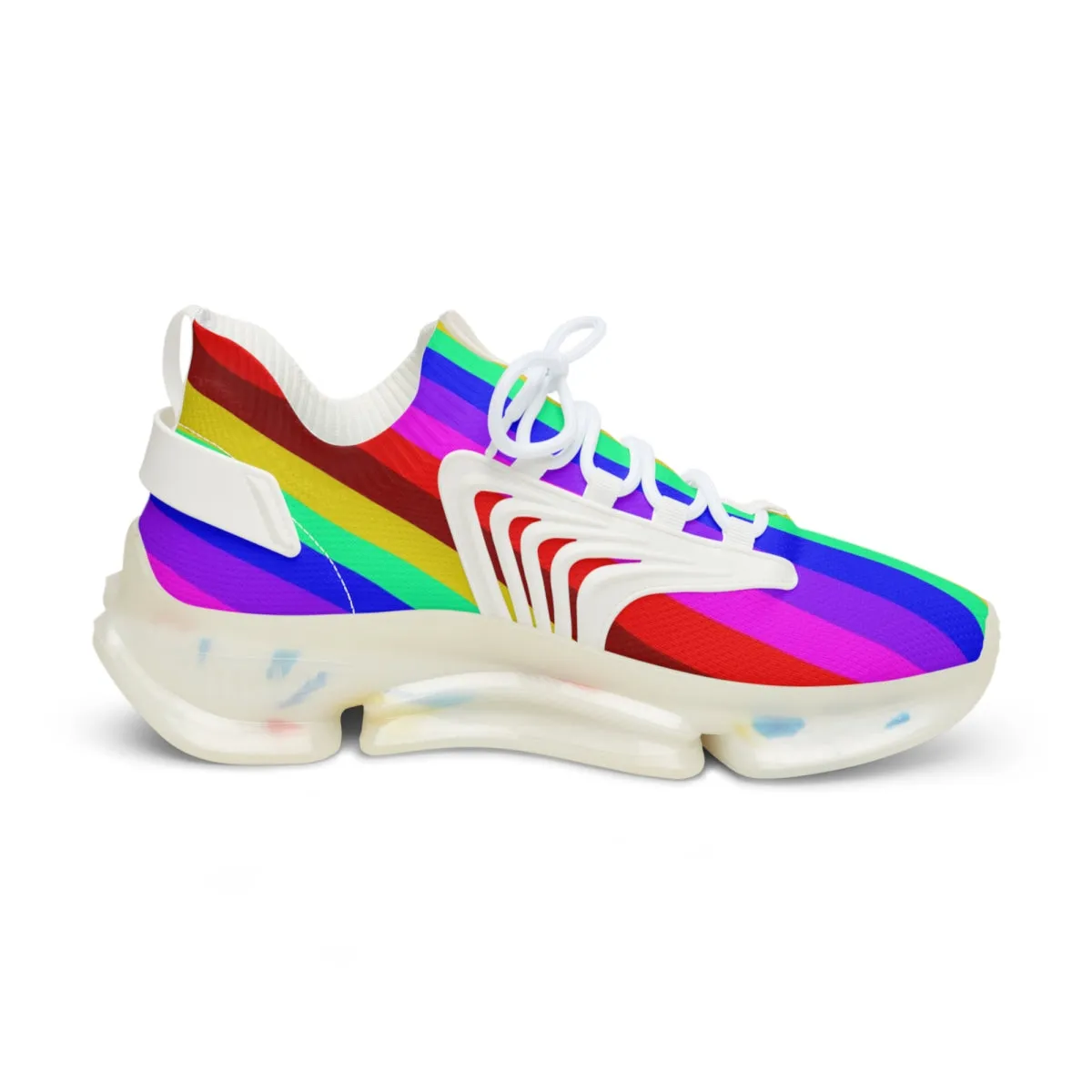 Rainbow Striped Print Men's Shoes, Best Comfy Men's Mesh Sports Sneakers Shoes (US Size: 5-12)