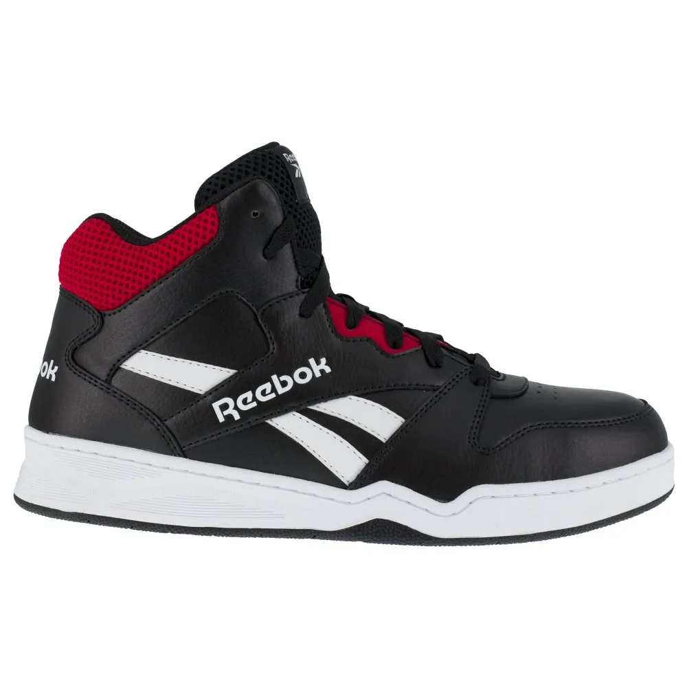 Reebok Men's High Top Bb4500 Work Sneaker Composite Toe Rb4132 In Black And Red