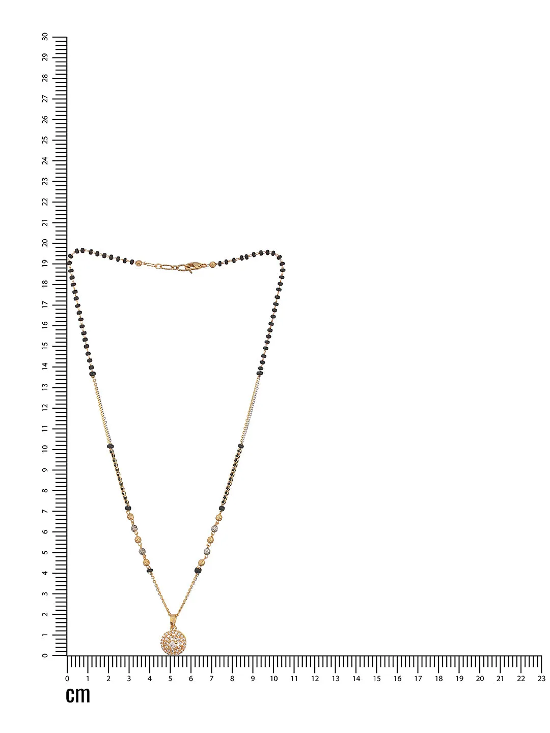 Rosegold-Plated White Ad-Studded & Black Beaded Round Shaped Mangalsutra