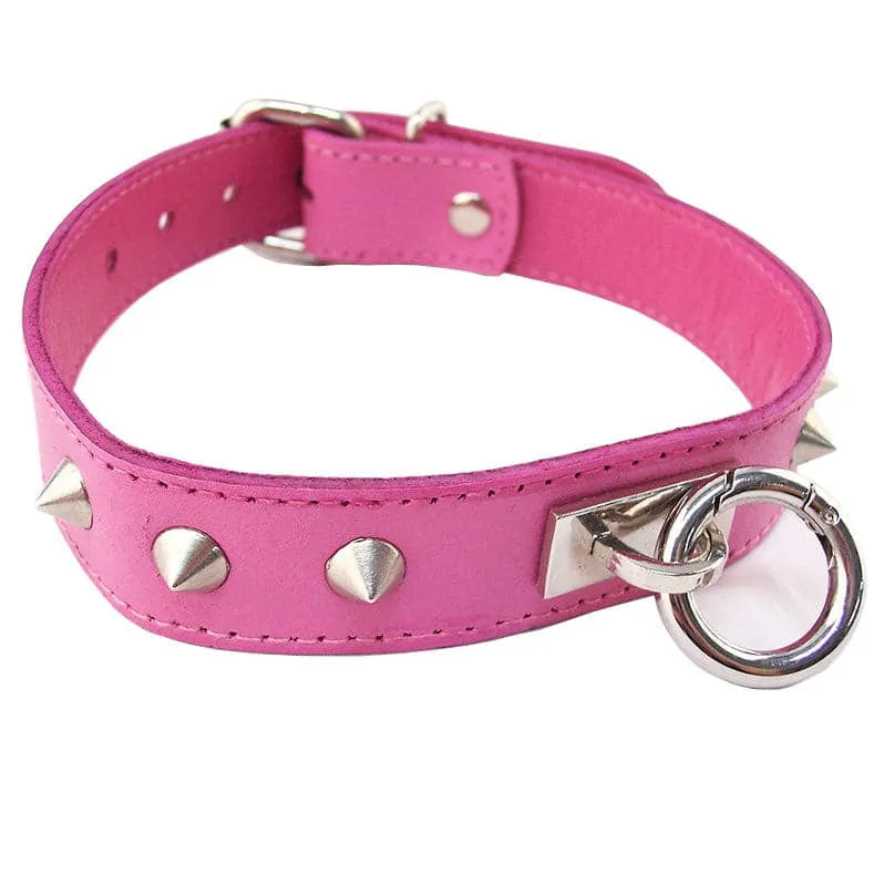 Rouge Garments Pink Studded ORing Studded Collar