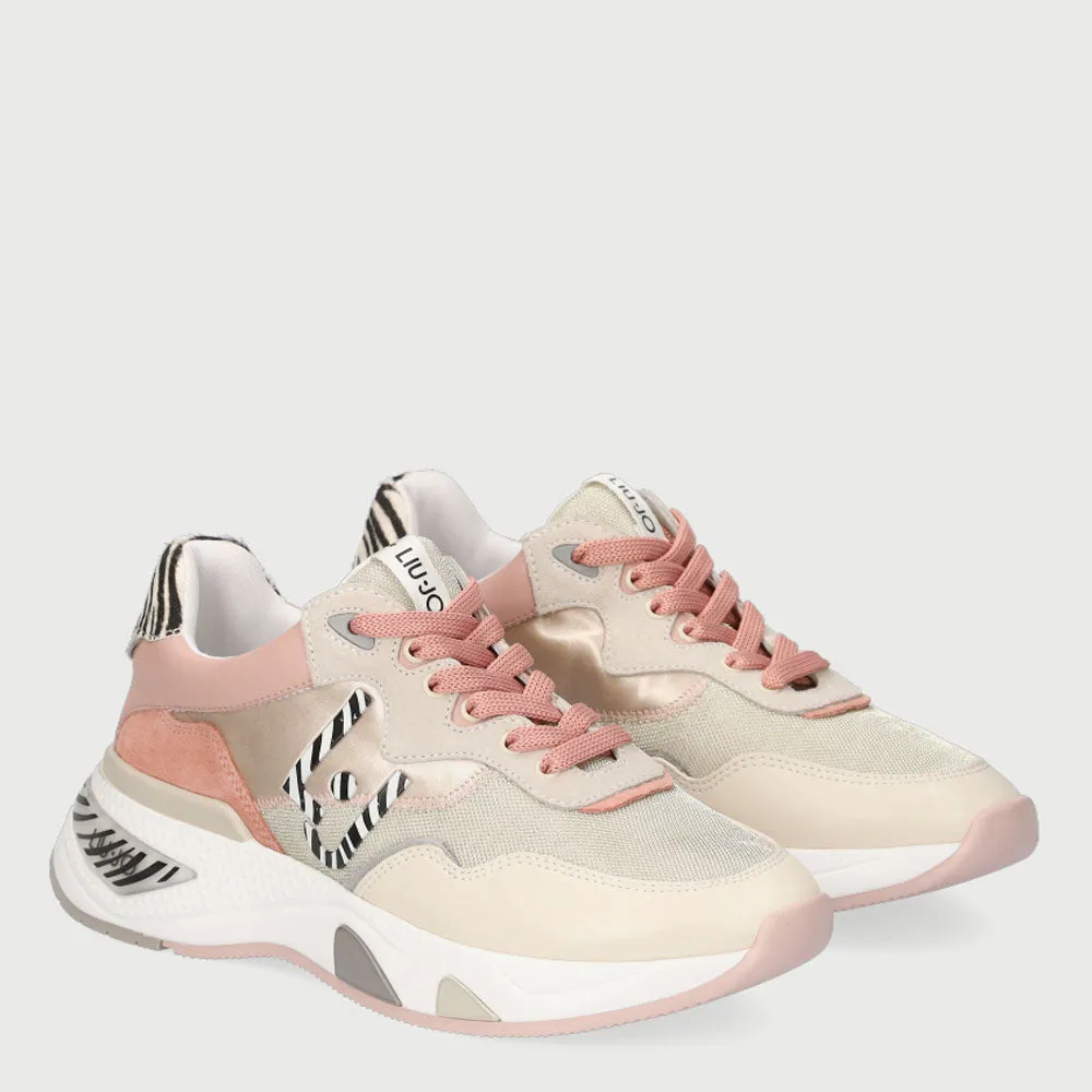 Scarpe Donna LIU JO Sneakers in Mesh Suede e Raso colore Rosa e Animalier