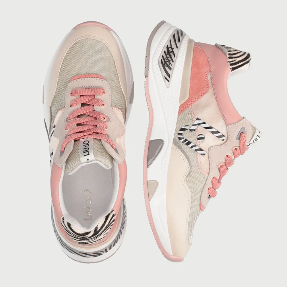 Scarpe Donna LIU JO Sneakers in Mesh Suede e Raso colore Rosa e Animalier