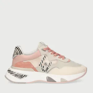 Scarpe Donna LIU JO Sneakers in Mesh Suede e Raso colore Rosa e Animalier