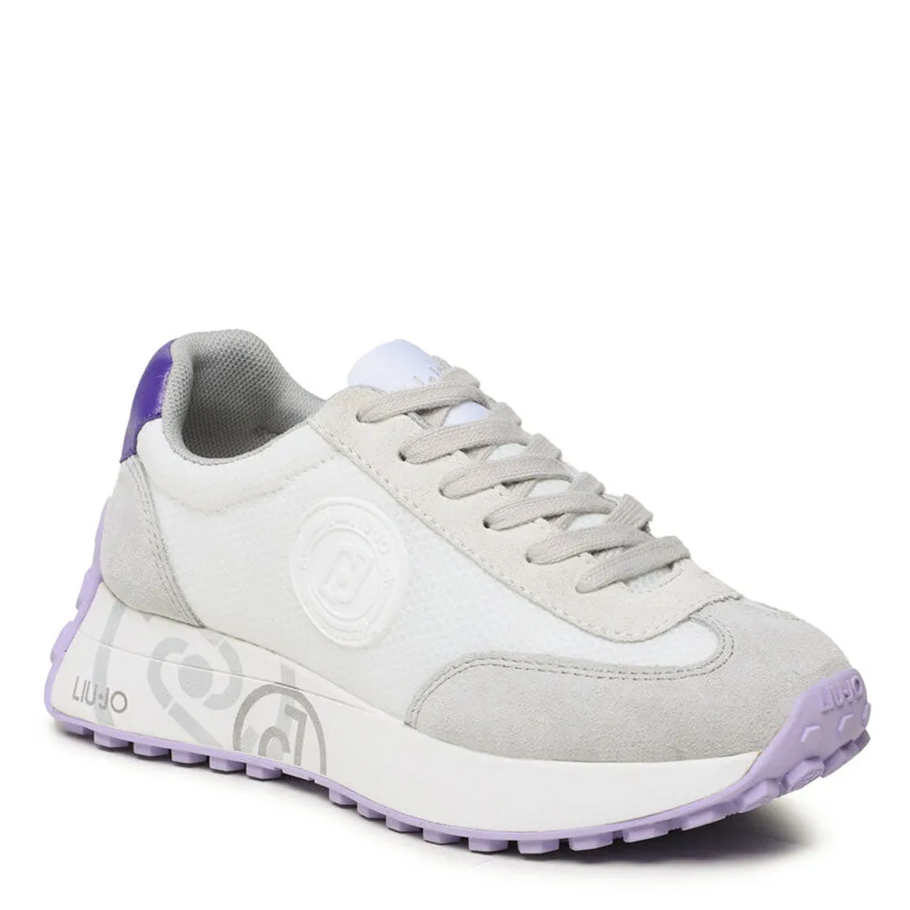 Scarpe Donna LIU JO Sneakers Lolo 09 in Suede e Mesh colore Bianco e Lilla