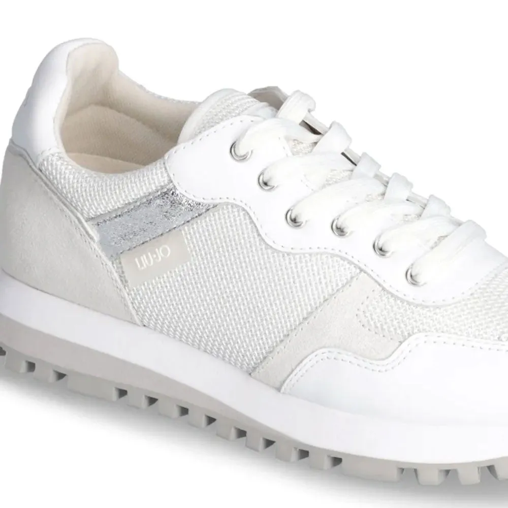 Scarpe Donna LIU JO Sneakers Wonder 01 in Pelle e Brighty Mesh Bianco