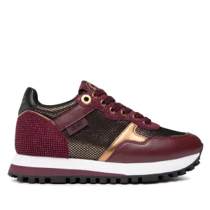 Scarpe Donna LIU JO Sneakers Wonder 01 in Suede Glitter e Mesh Bordeaux e Bronze