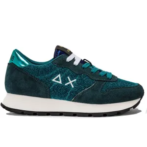 Scarpe Donna Sun68 Sneakers Ally Glitter Mesh Colore Verde Scuro - Z43204