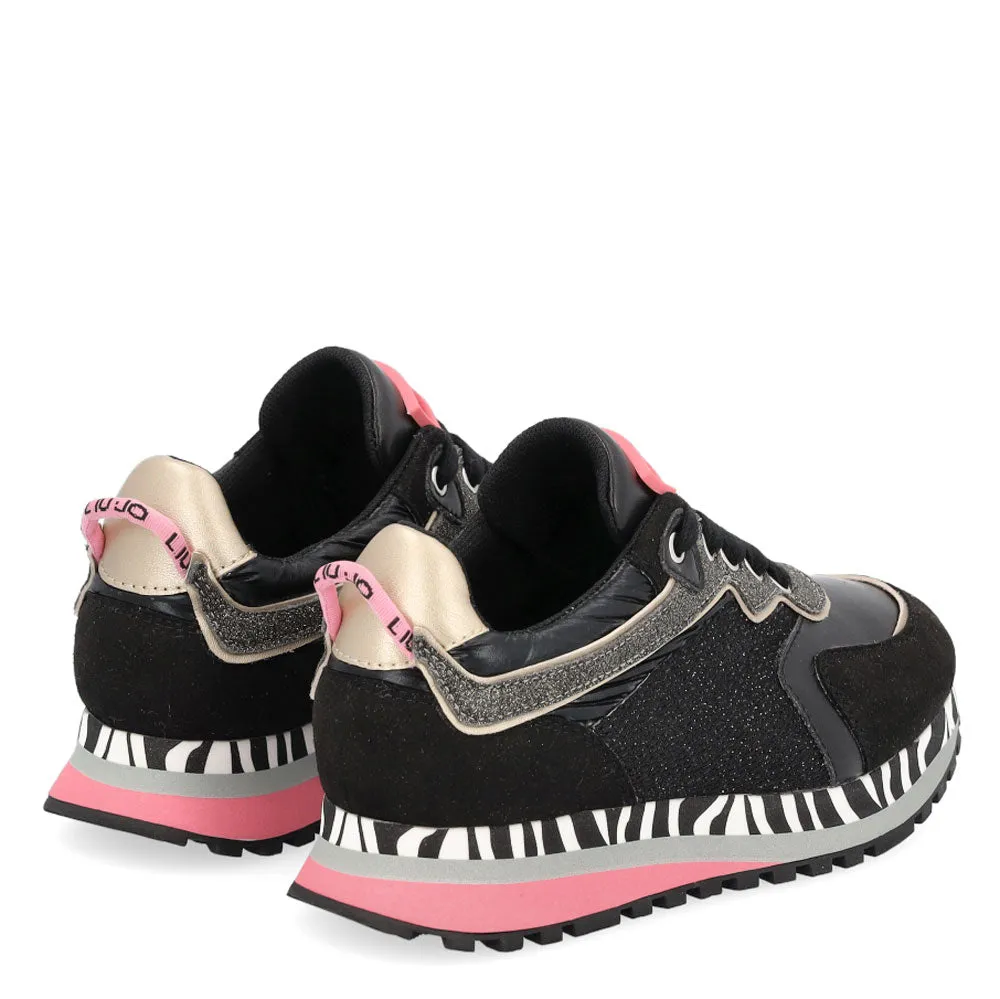 Scarpe Junior LIU JO linea Wonder 140 Sneakers in Tessuto Mesh e Suede Nero