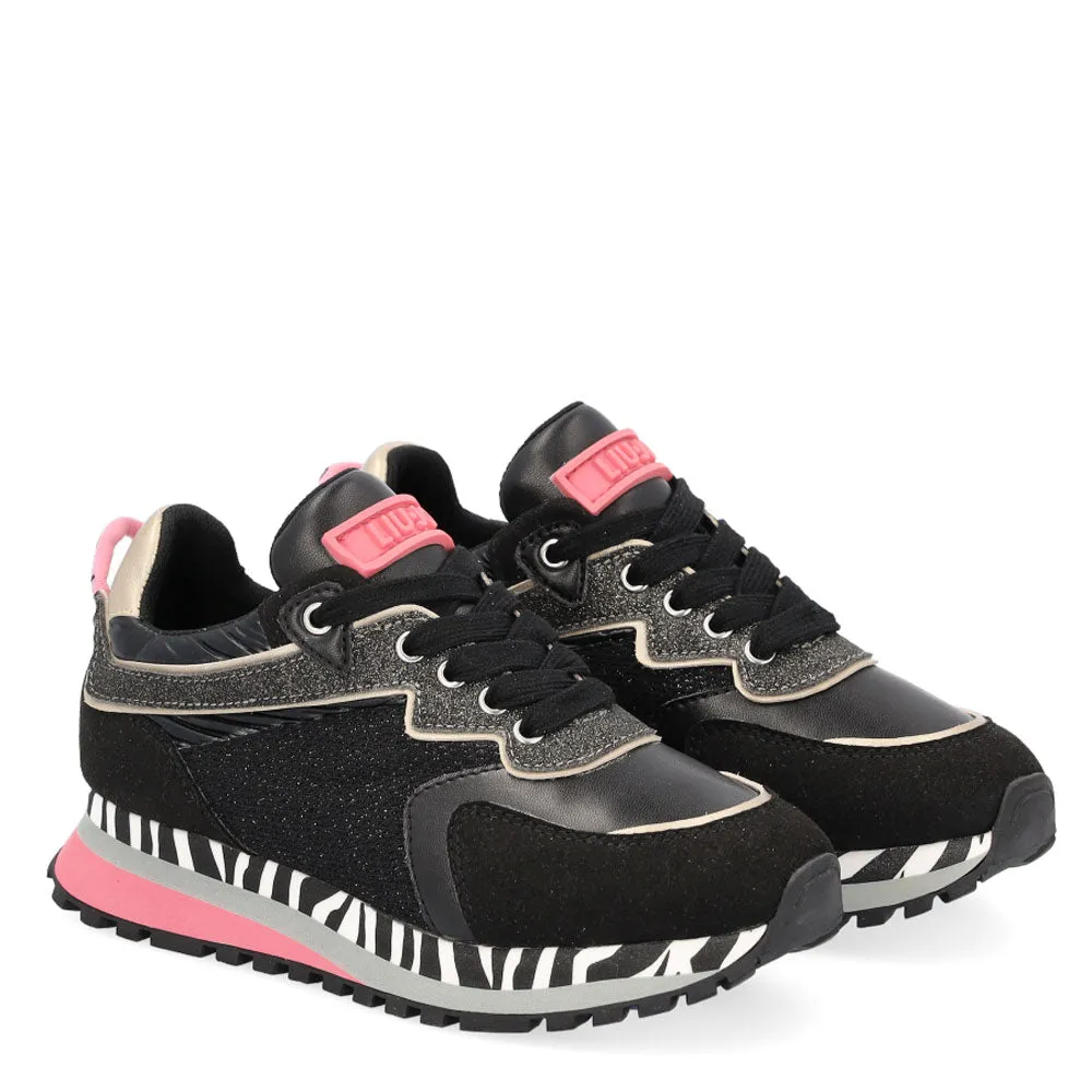 Scarpe Junior LIU JO linea Wonder 140 Sneakers in Tessuto Mesh e Suede Nero