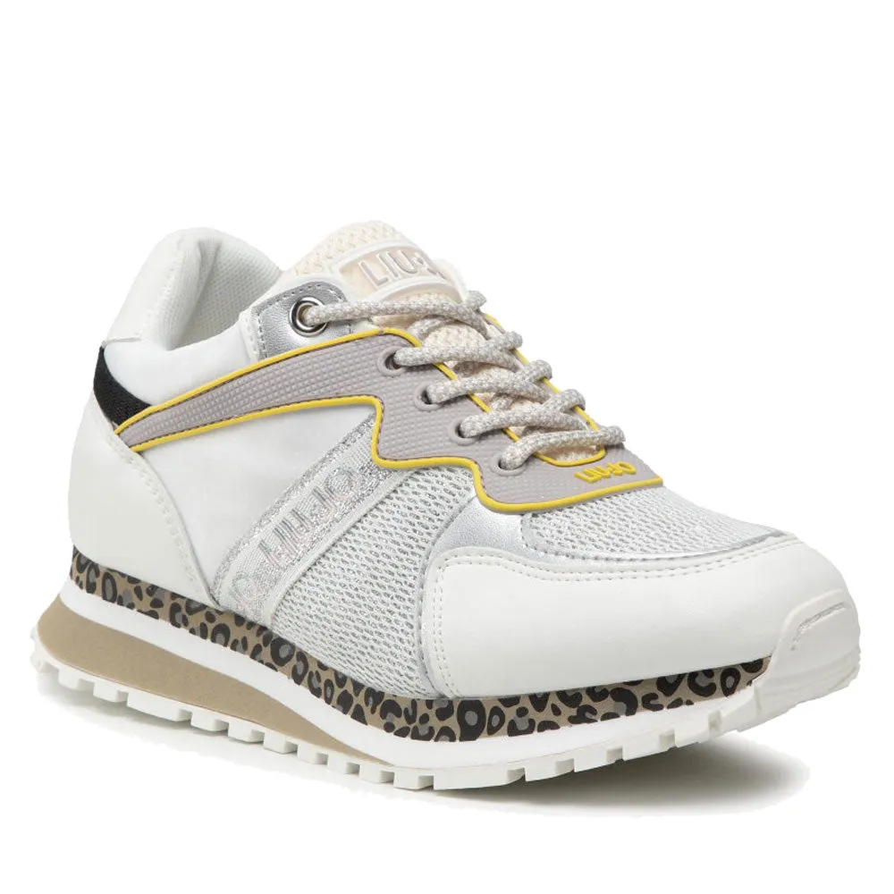 Scarpe Junior LIU JO linea Wonder 7 Sneakers in Mesh e Tessuto Effetto Laminato color Latte