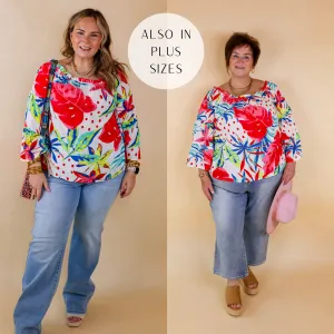 Seas The Day Floral Off The Shoulder Blouse in White