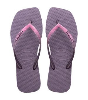 Slim Square Glitter Flip Flops Malve