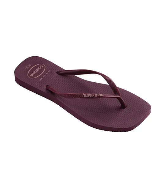 Slim Square Logo Pop Up Flip Flops Dark Purple Soil