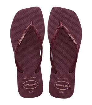 Slim Square Logo Pop Up Flip Flops Dark Purple Soil