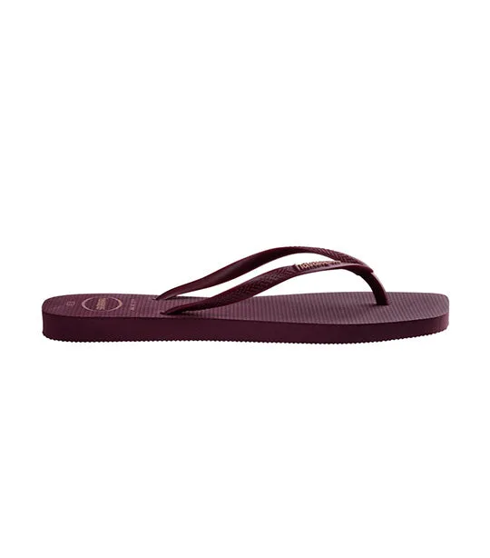 Slim Square Logo Pop Up Flip Flops Dark Purple Soil