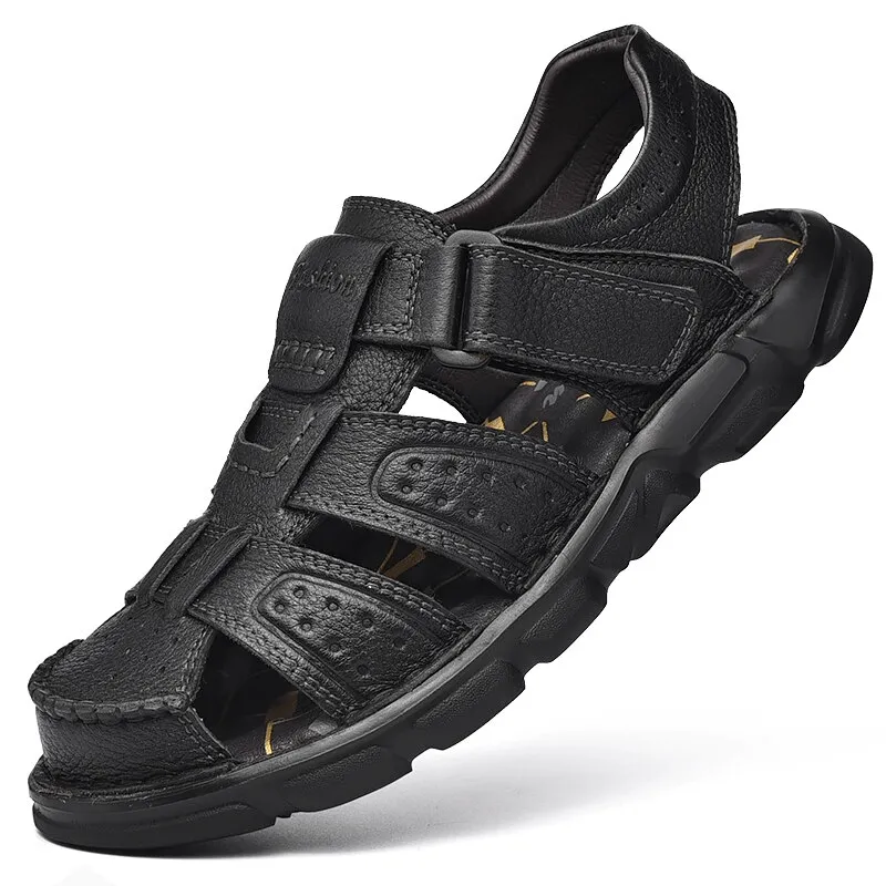 Soft Soles Genuine Leather Trekking Sandals with Anti-Collision Toes - SF1080