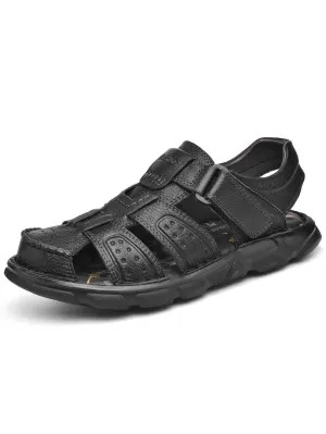 Soft Soles Genuine Leather Trekking Sandals with Anti-Collision Toes - SF1080