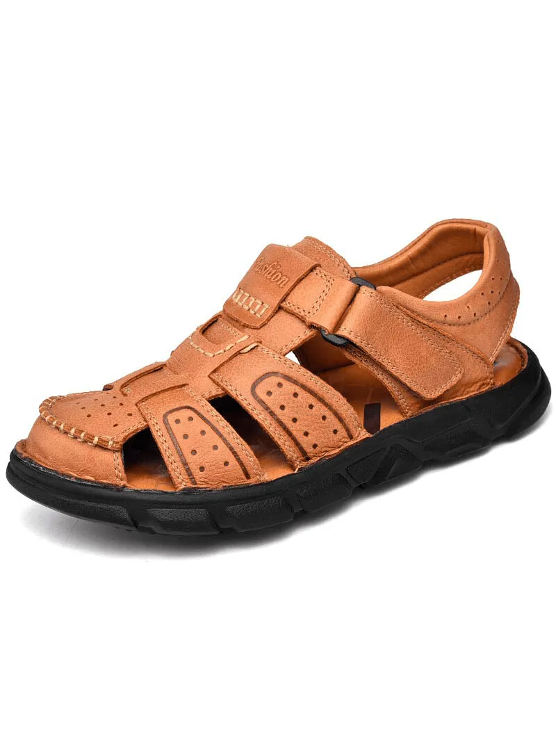 Soft Soles Genuine Leather Trekking Sandals with Anti-Collision Toes - SF1080