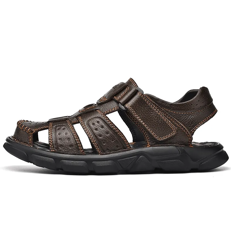 Soft Soles Genuine Leather Trekking Sandals with Anti-Collision Toes - SF1080