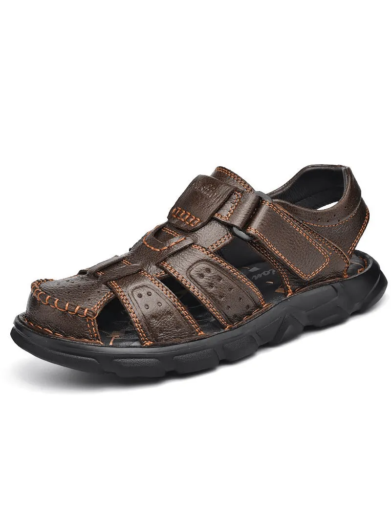 Soft Soles Genuine Leather Trekking Sandals with Anti-Collision Toes - SF1080