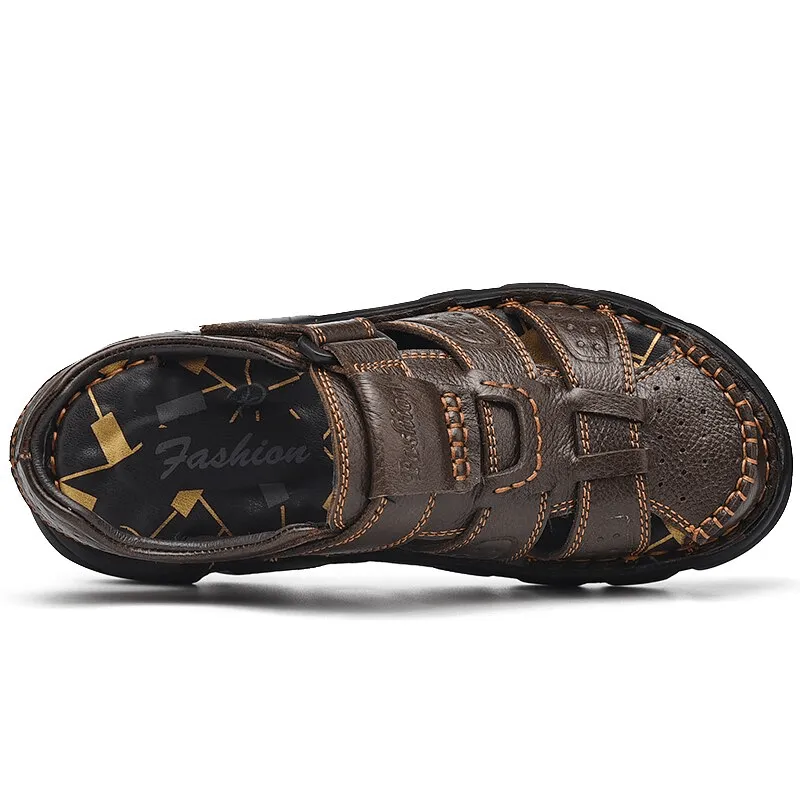 Soft Soles Genuine Leather Trekking Sandals with Anti-Collision Toes - SF1080