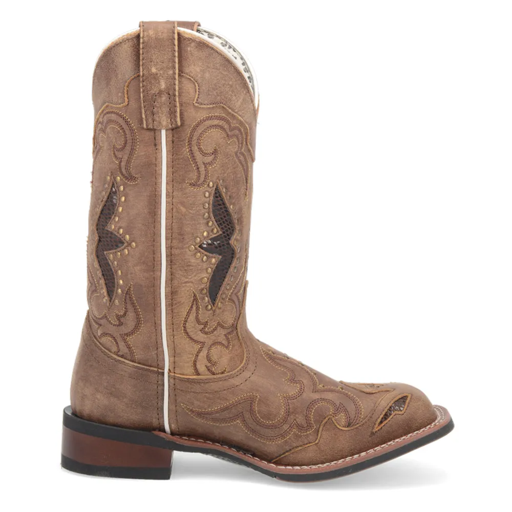 Spellbound Studded Tooled Inlay Embroidered Square Toe Cowboy Boots