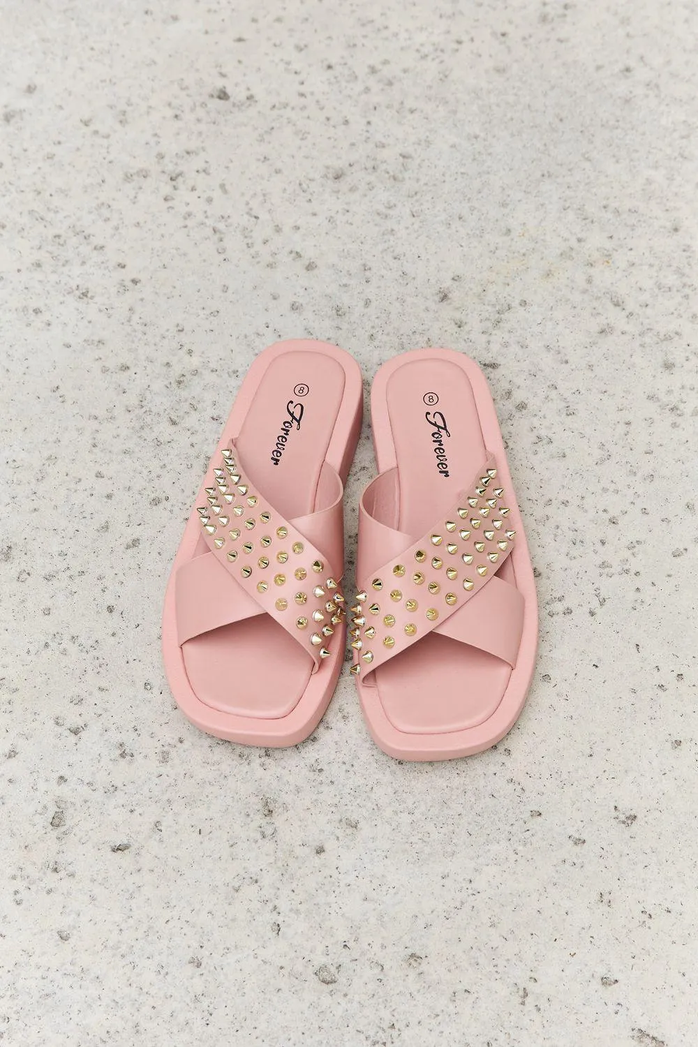 Studded Cross Strap Sandals in Blush