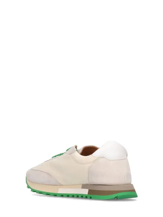 The Row   20mm Owen leather &amp; mesh sneakers 