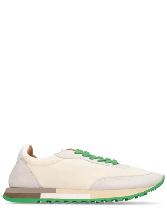 The Row   20mm Owen leather &amp; mesh sneakers 