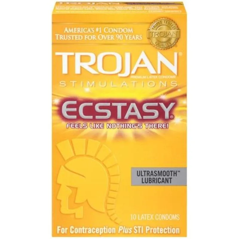 Trojan Stimulations Ultra Ribbed Ecstasy Ultrasmooth - 10 Pack