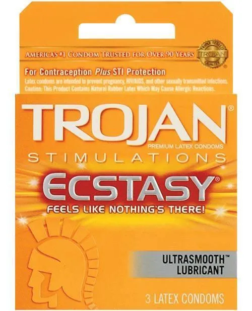 Trojan Ultra Ribbed Ecstasy Condoms - Box Of 3