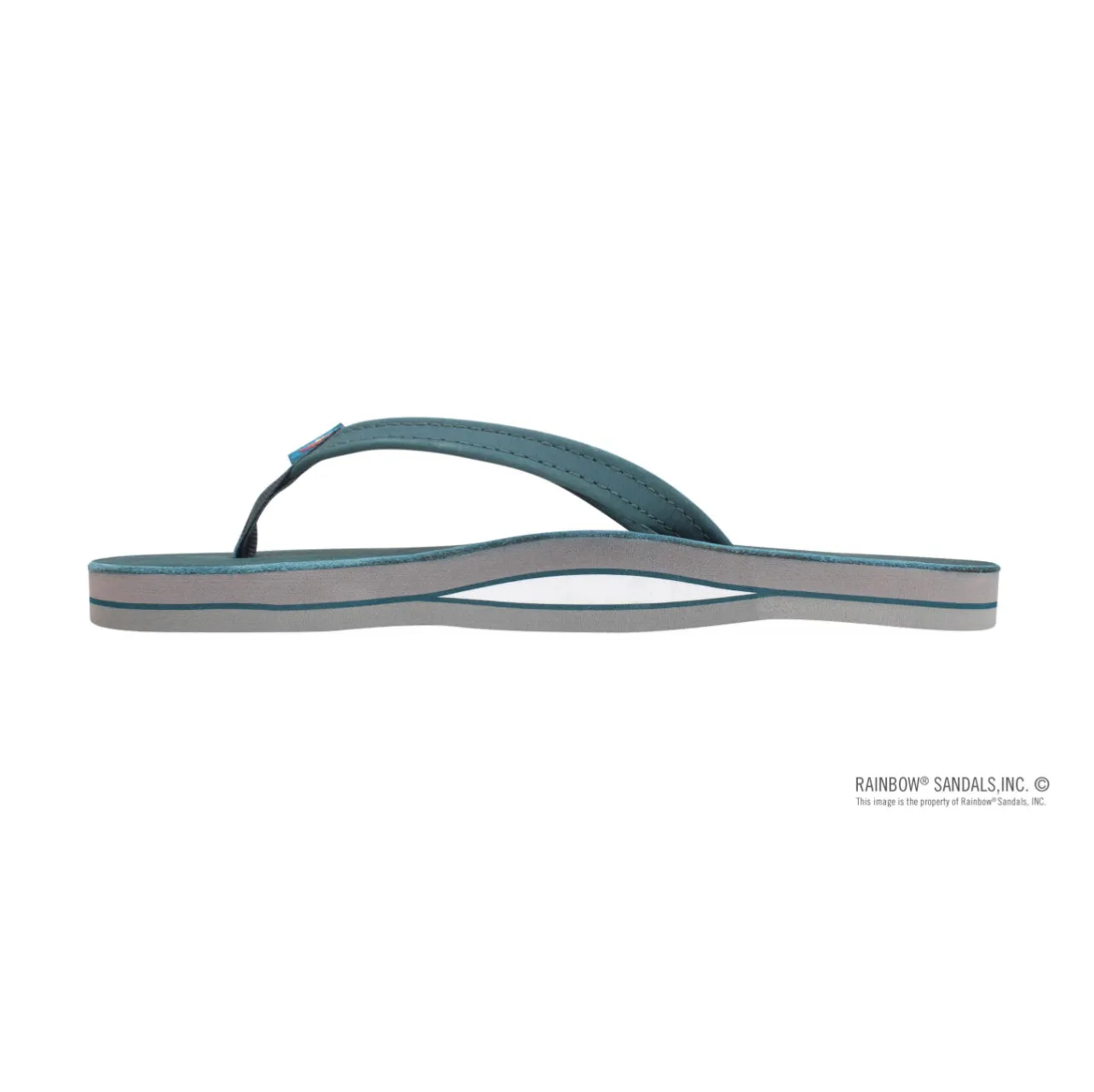 TURQUOISE/GREY - Rainbow Single Layer Premier Leather with Arch Support and a 1/2" Narrow Strap