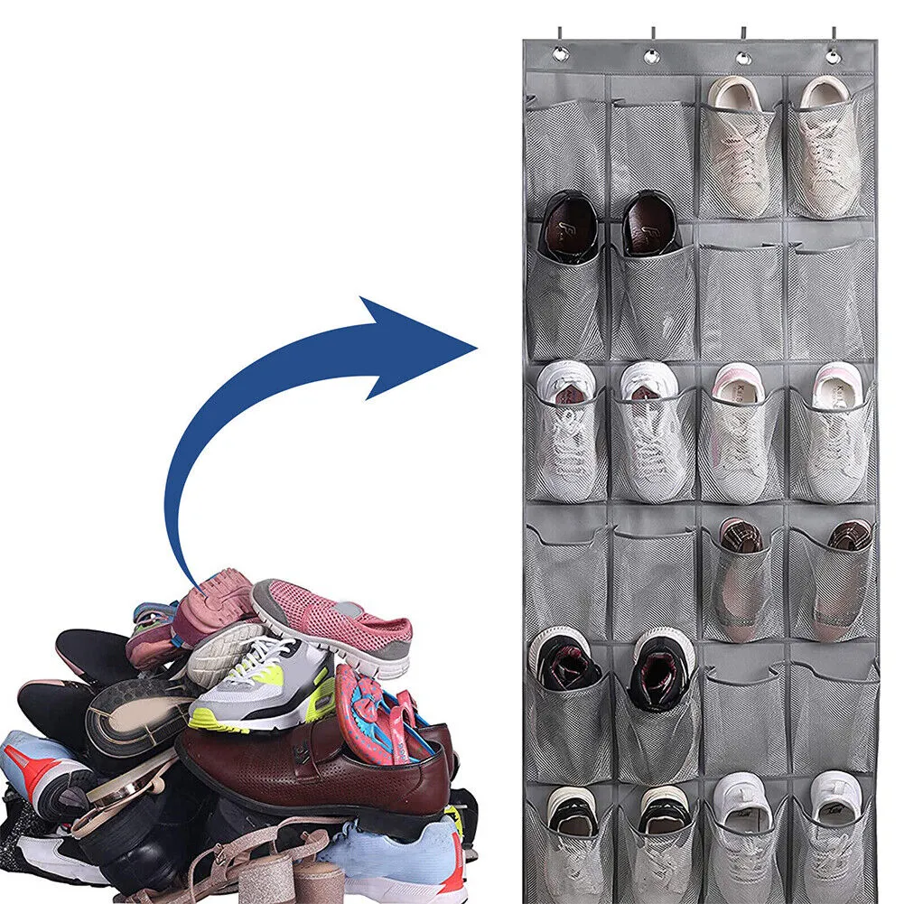 US 28 Pockets Over The Door Shoe Organizers Hanging Flip Flops Bedroom Fashion