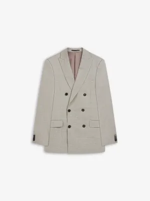 Venaria Italian Luxury Slim Double Breasted Beige Suit Jacket