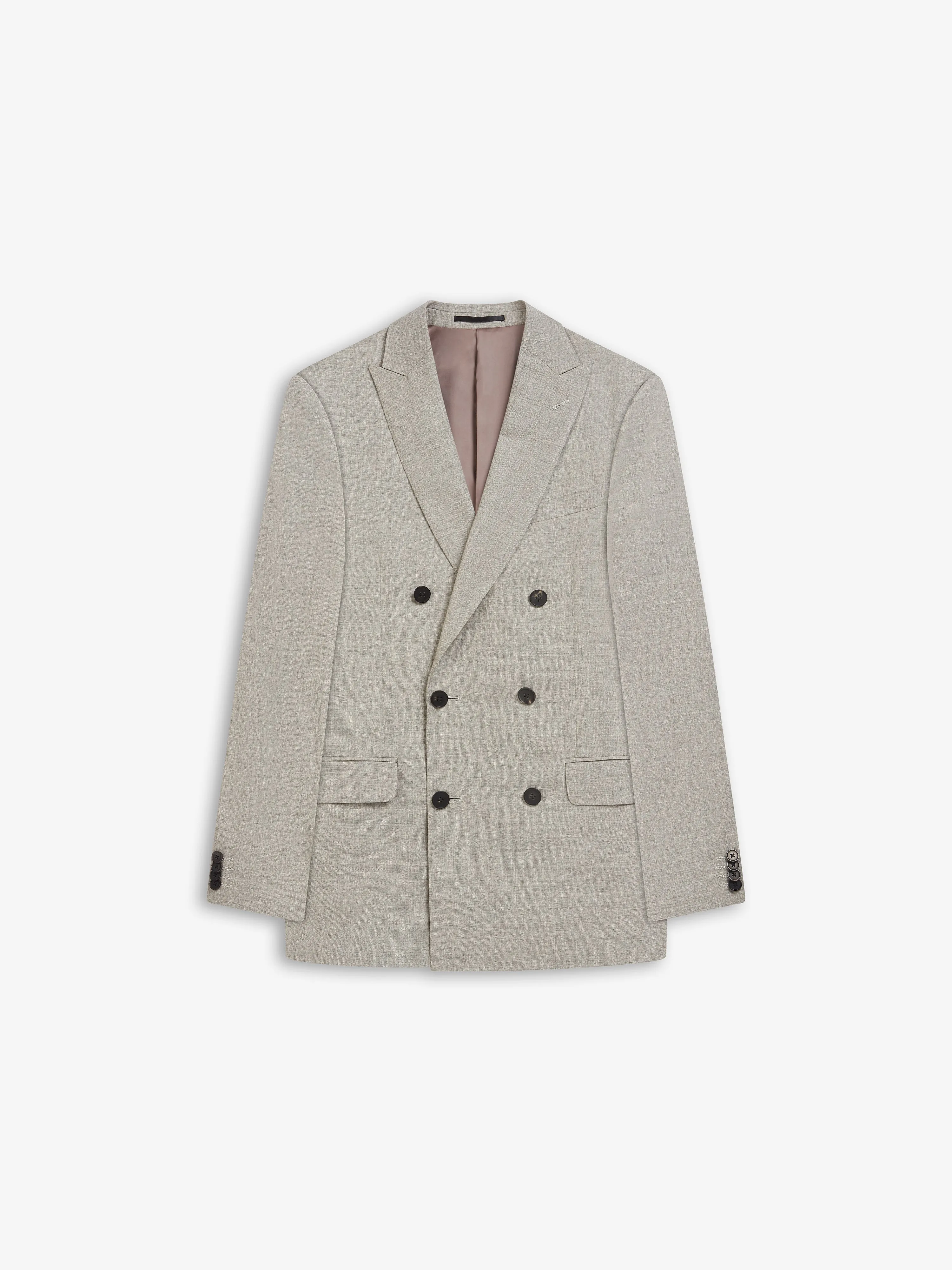 Venaria Italian Luxury Slim Double Breasted Beige Suit Jacket