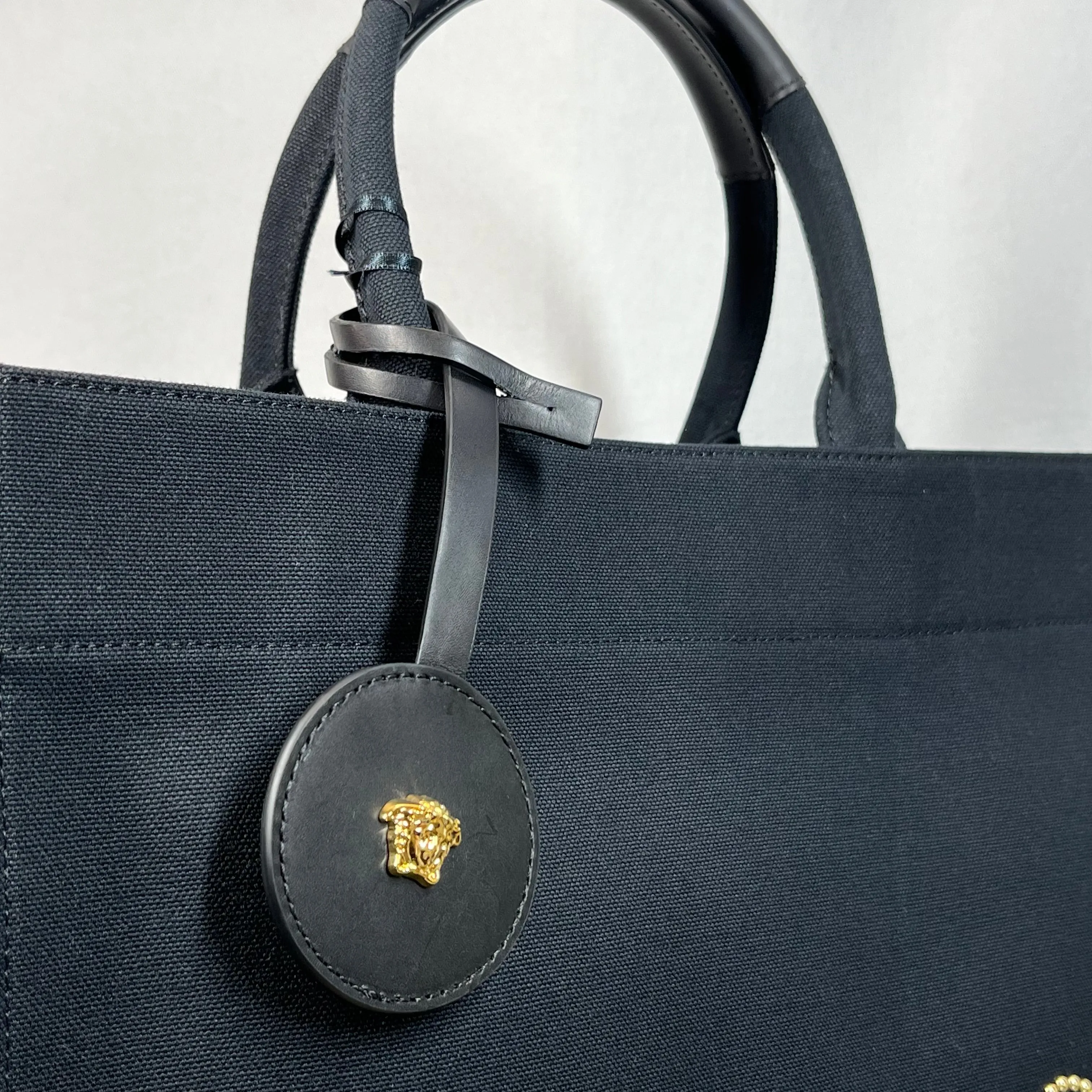 VERSACE Studded Large Black Canvas Tote TS3714