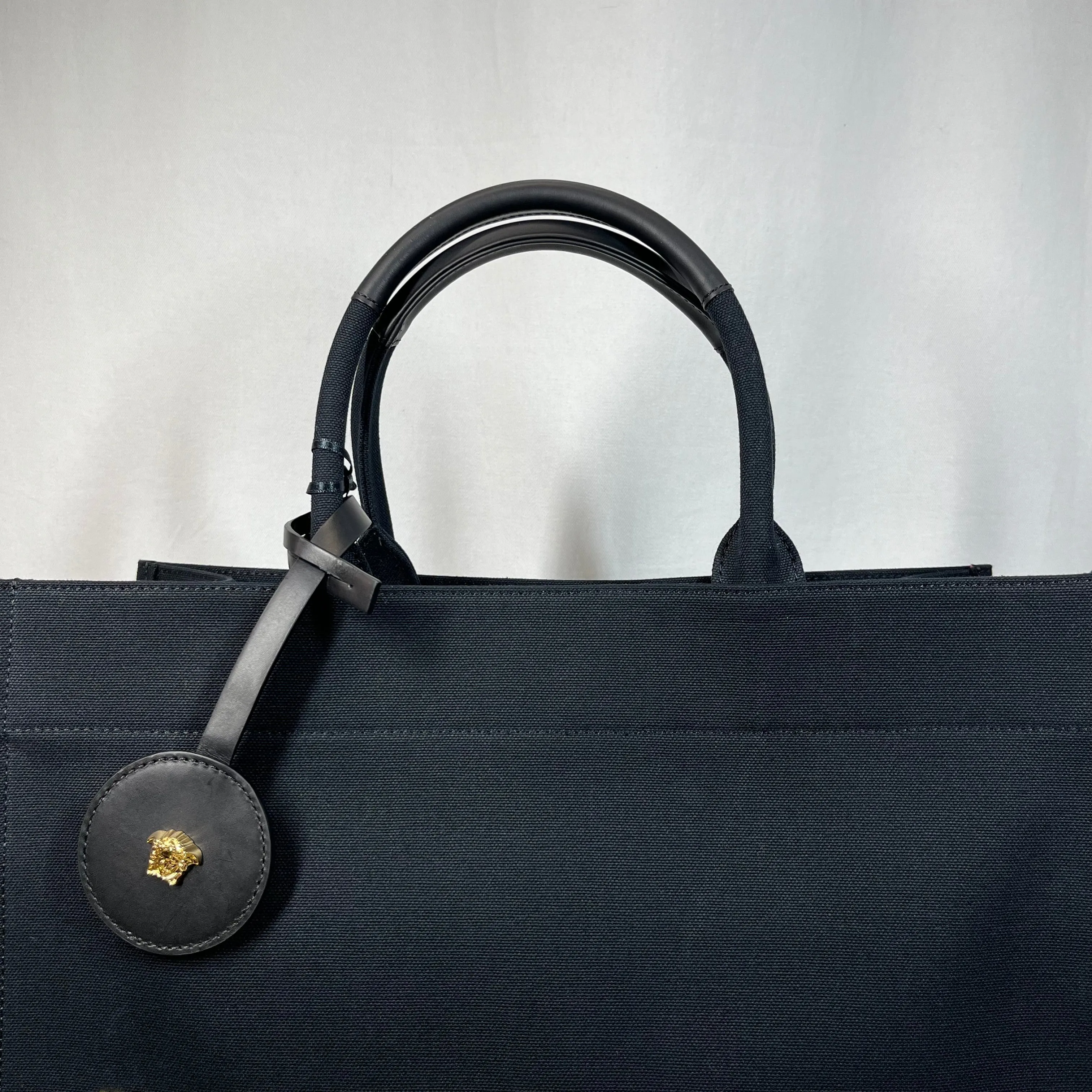 VERSACE Studded Large Black Canvas Tote TS3714