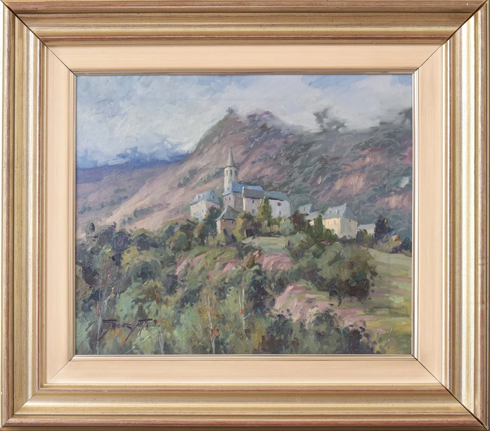 Vicente Gomez Fuste - Post Impressionist Village and Mountains