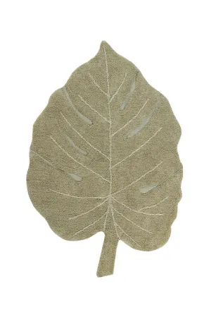 WASHABLE COTTON RUG MONSTERA OLIVE